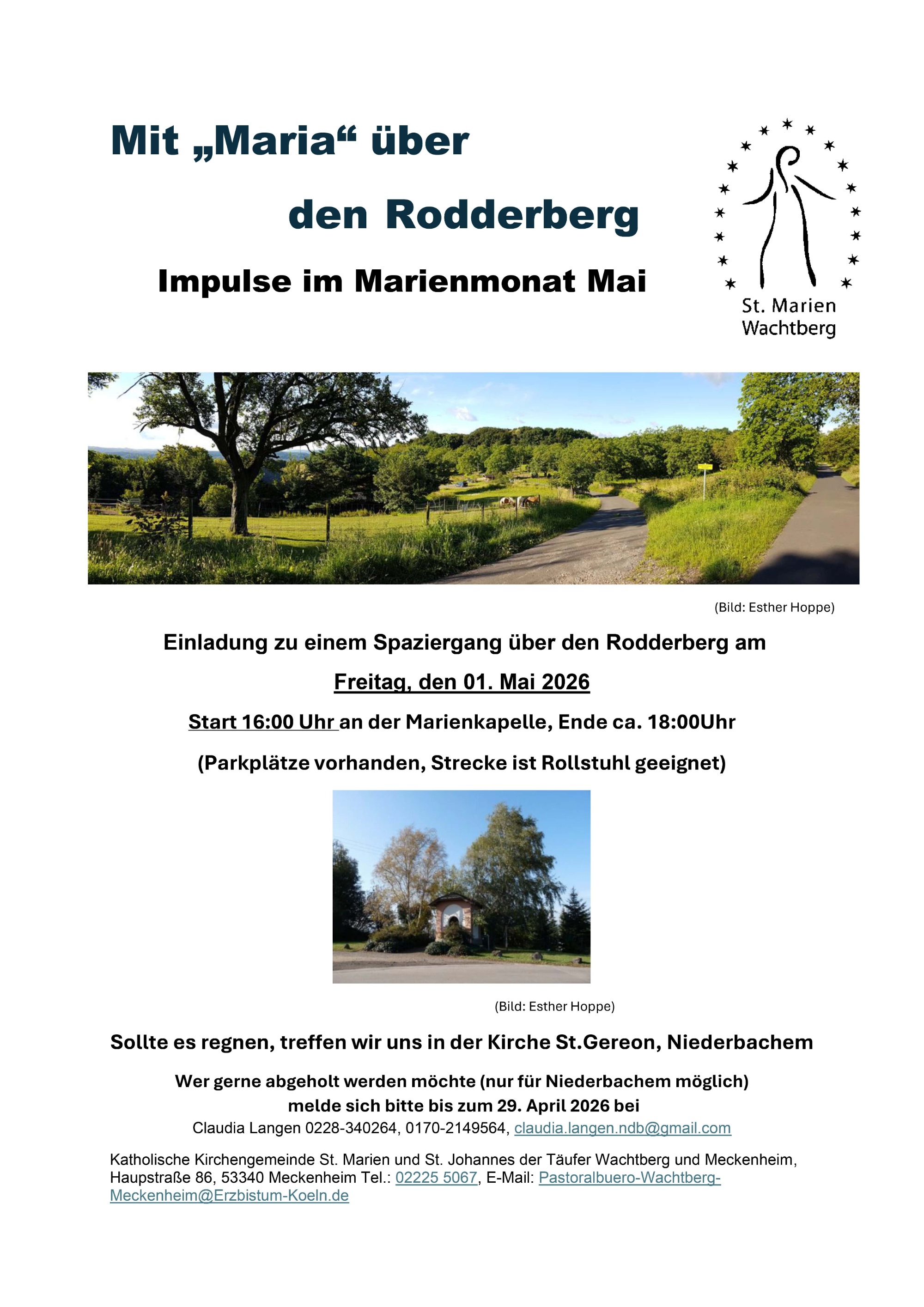 Plakat mit Maria über den Rodderberg