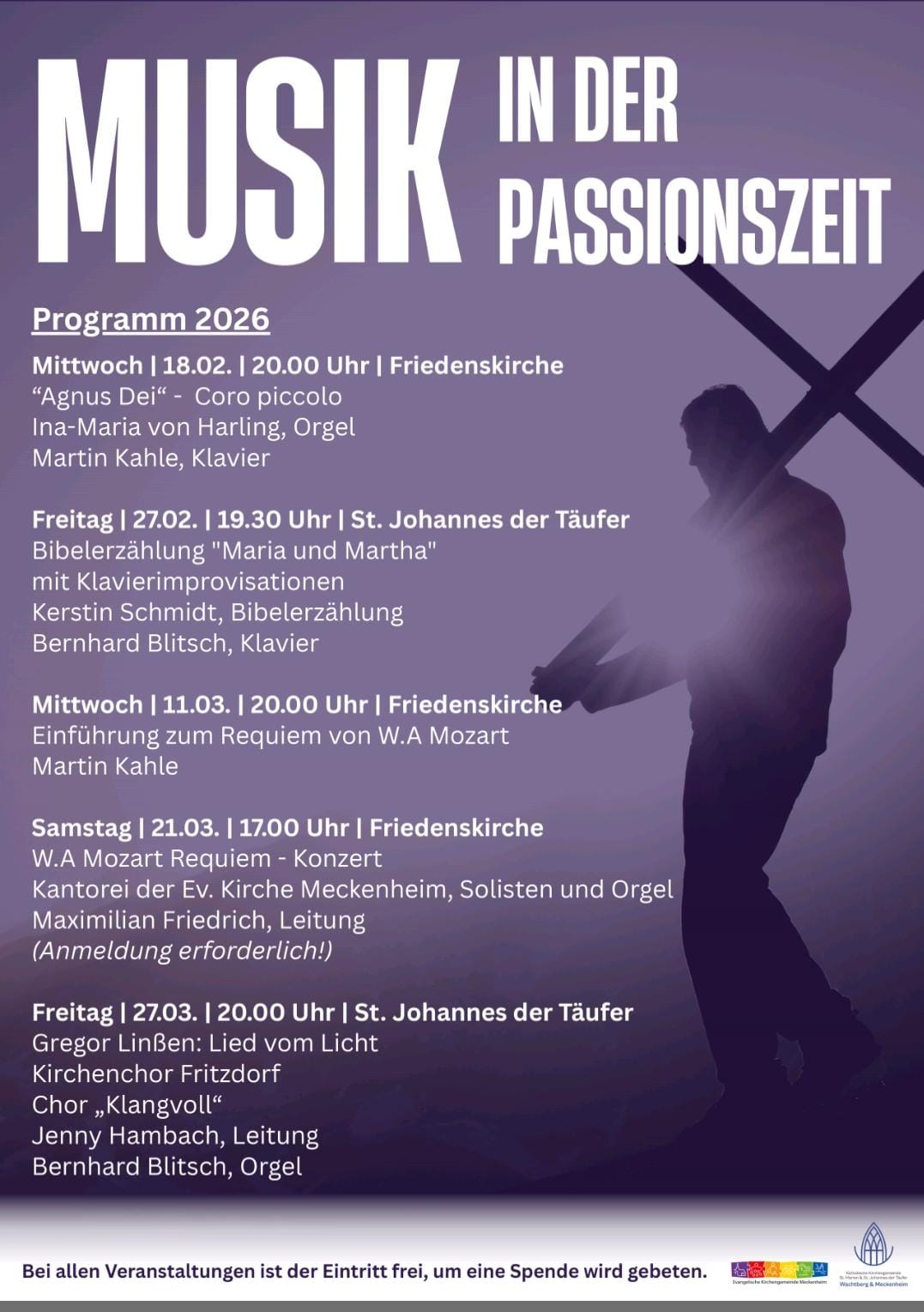Plakat mit Terminen Musik in der Passionszeit